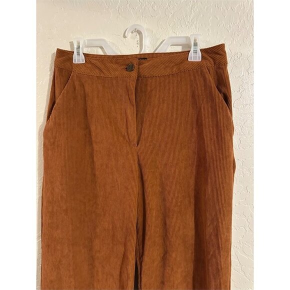 Hunter & Brown Curdoroy Orange Ribbed High Rise 70’s Style Wide Leg Pants - Picture 4 of 9
